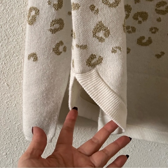 United Stares Sweaters Cheetah Print Cream Gold Women Size Large - Picture 6 of 11